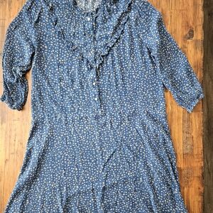 Northern Reflections Blue and Cream Patterned Boho Dress Size Medium